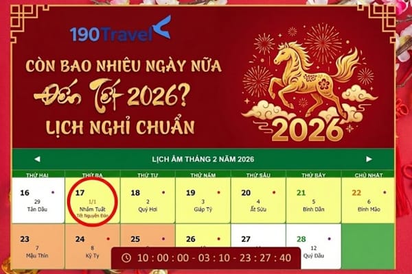 Còn bao nhiêu ngày nữa đến Tết 2026? Lịch nghỉ chuẩn theo Bộ